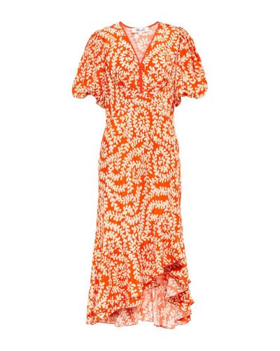 Diane von Furstenberg Vestido midi Madrid de crepe estampado - Naranja