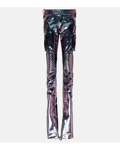 LAQUAN SMITH Holographic Straight-leg Cargo Trousers - Blue