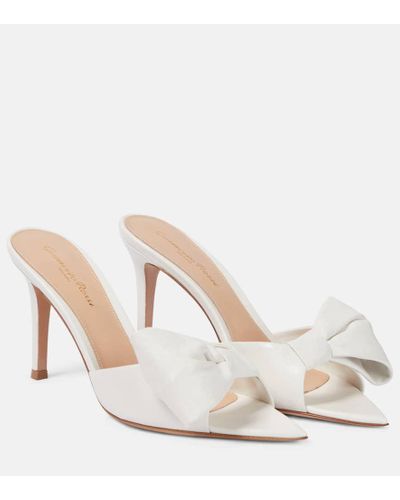 Gianvito Rossi Bridal Bow-embellished Leather Mules - White