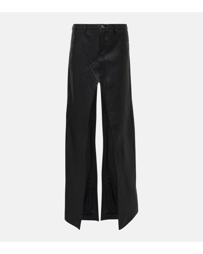 David Koma Leather Split-hem Maxi Skirt - Black