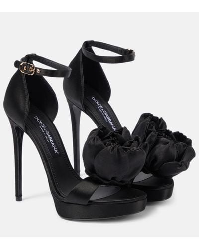 Dolce & Gabbana Sandales Keira en satin a ornements - Noir