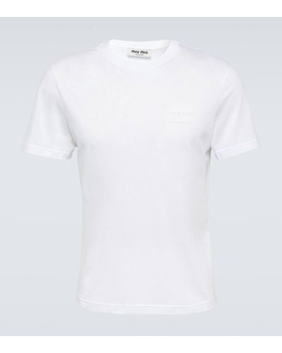 Miu Miu Logo Cotton Jersey T-shirt - White