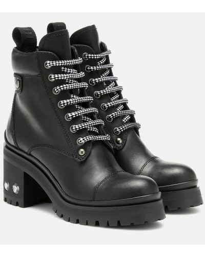 Miu Miu Laced leather ankle boots - Schwarz