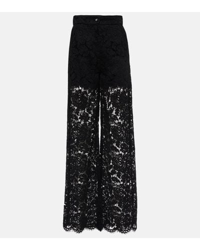 Dolce & Gabbana Flared-leg Lace Trousers - Black