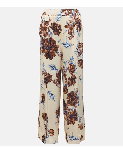 Jil Sander Floral High-rise Wide-leg Trousers - Natural