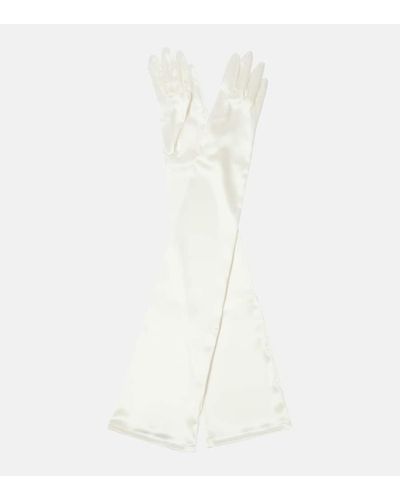 Dolce & Gabbana Silk-blend Satin Gloves - White