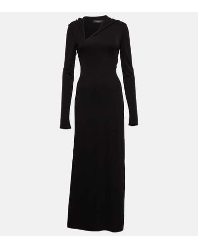 Versace Hooded Cutout Jersey Maxi Dress - Black