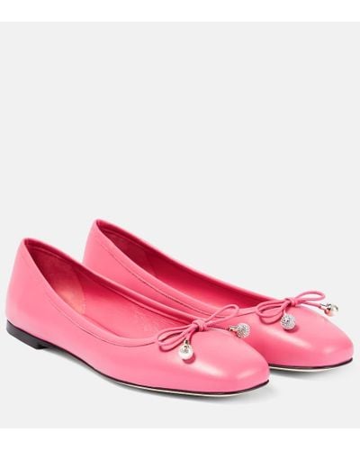 Jimmy Choo Elme Leather Ballet Flats - Pink