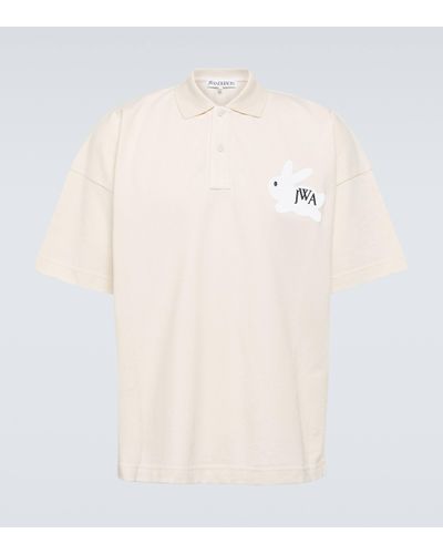 JW Anderson Embroidered Cotton Jersey Polo Shirt - Natural