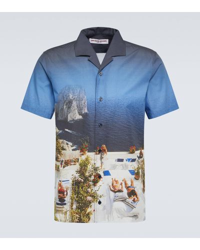 Orlebar Brown Hibbert Printed Cotton Bowling Shirt - Blue