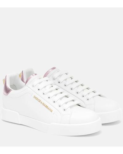 Dolce & Gabbana Portofino Leather Trainers - White