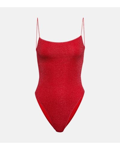 Oséree Lumiere Square Lame Swimsuit - Red