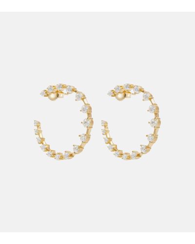 Jade Trau Crescent 18kt Gold Hoop Earrings With Diamonds - Metallic
