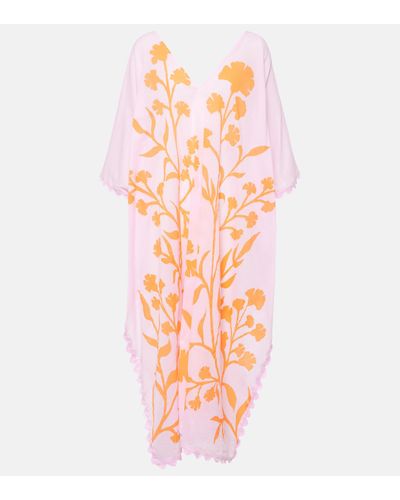 Juliet Dunn Cafetan en coton a fleurs - Rose