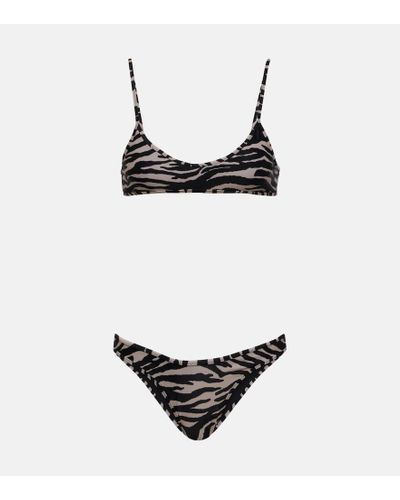 The Attico Zebra-print Bikini - Black