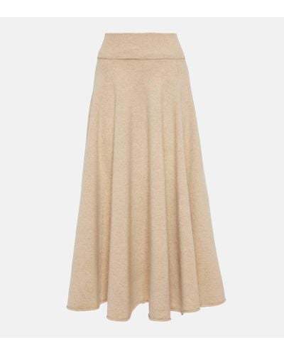 Extreme Cashmere N°313 Twirl Cashmere-blend Midi Skirt - Natural