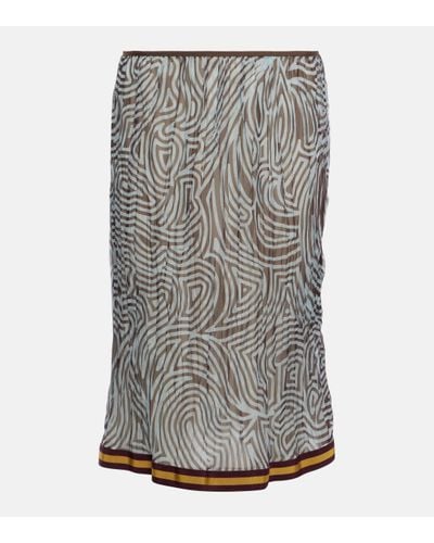 Dries Van Noten Silk Voile Midi Skirt - Grey