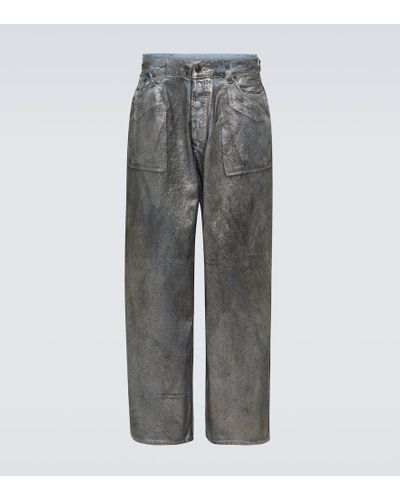 Acne Studios Jeans anchos de tiro medio metalizados - Gris