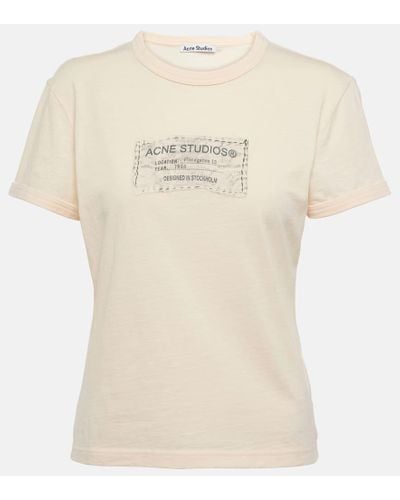 Acne Studios Bedrucktes T-Shirt aus Baumwoll-Jersey - Natur