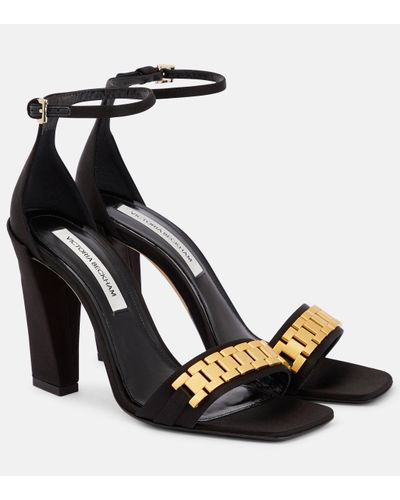 Victoria Beckham Mila Chain Suede Sandals - Black