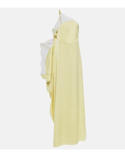 JW Anderson Lace-trimmed Satin Maxi Dress - Yellow