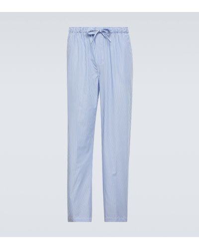 Derek Rose Pantalon de pyjama raye en coton - Bleu