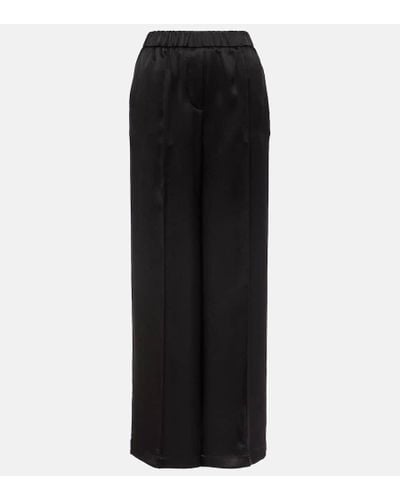 Loewe Silk Wide-leg Pants - Black
