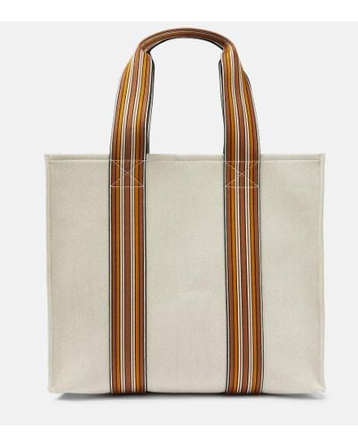 Loro Piana Borsa The Suitcase Stripe Medium in canvas - Marrone