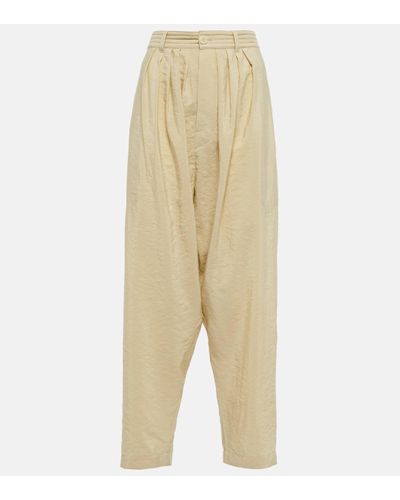 Lemaire High-rise Silk-blend Trousers - Natural