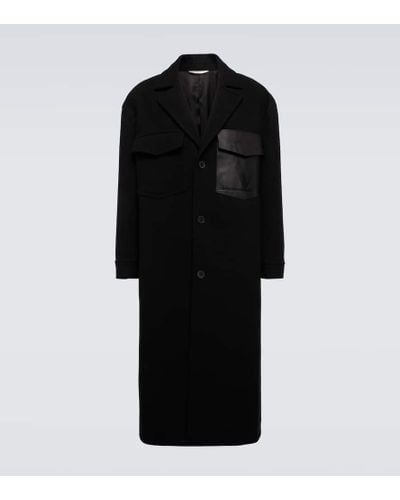 Valentino Mantel aus Wolle mit Leder - Schwarz