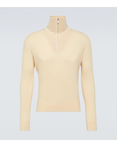 Loro Piana Akan Cashmere And Silk Half-zip Sweater - Natural
