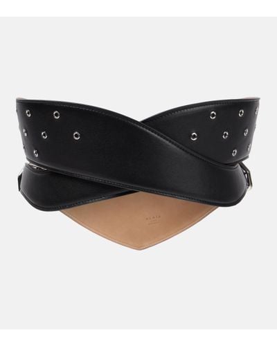 Alaïa Perforated Leather Belt - Black