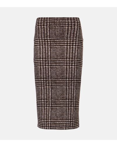 Norma Kamali Checked High-rise Midi Skirt - Brown