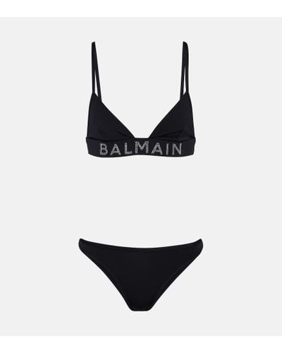 Balmain Bikini con logo - Negro