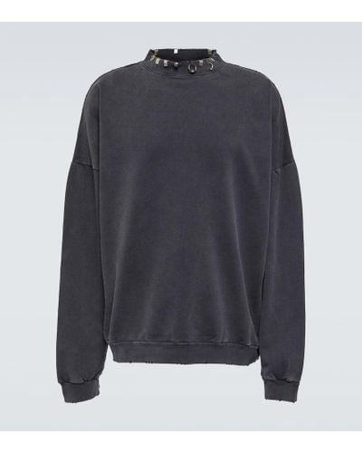 Balenciaga Verziertes Sweatshirt aus Baumwoll-Fleece - Blau