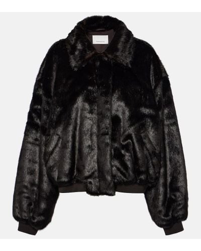 Frankie Shop Pam Faux Fur Bomber Jacket - Black