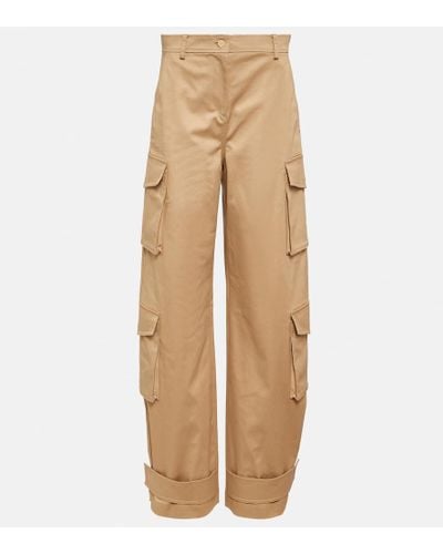 Valentino High-rise Wide-leg Cargo Pants - Natural
