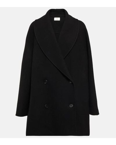 The Row Essentials Malika Belted Wool-blend Felt Coat in Black