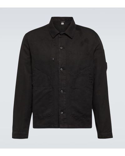 C.P. Company Hemdjacke aus Baumwolle und Leinen - Schwarz