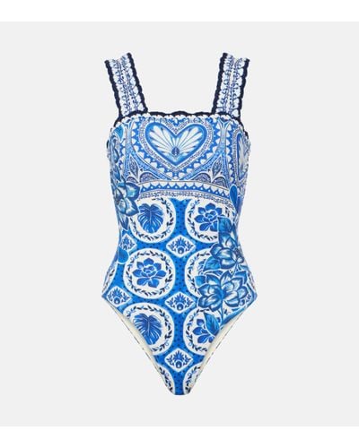 FARM Rio Tile Dream Printed Swimsuit - Blue