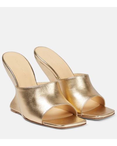 Magda Butrym Inverted Wedge Leather Mules - Natural