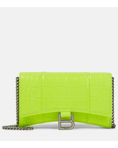 Balenciaga Hourglass Leather Wallet On Chain - Green