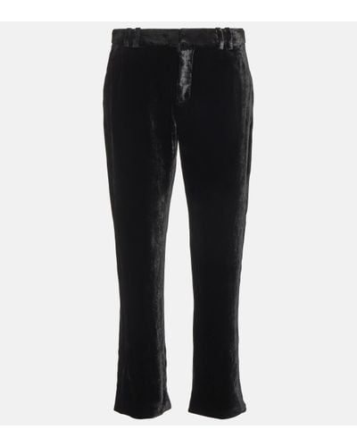 Balmain Cropped Velvet Trousers - Black