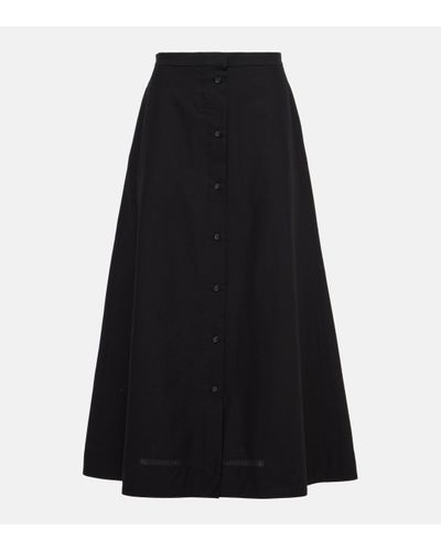 Totême High-rise Cotton Maxi Skirt - Black