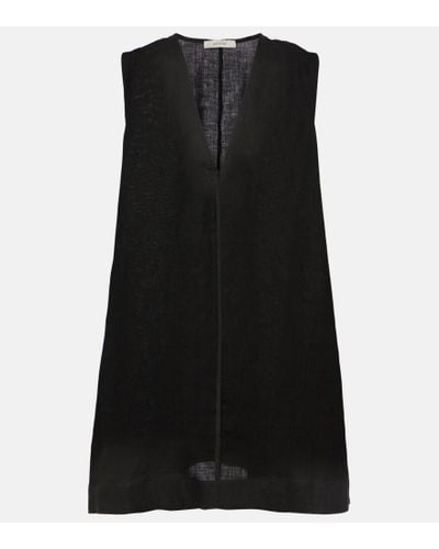 Asceno Derya Linen Minidress - Black