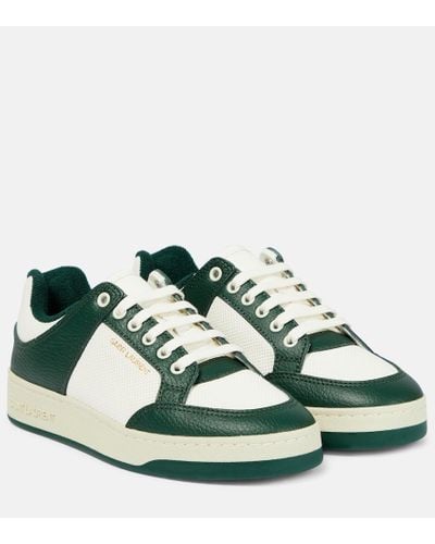 Saint Laurent Sl61 Logo-print Leather Low-top Sneakers - Green