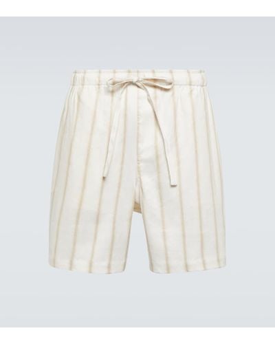 Commas Shorts in misto lino a righe - Bianco