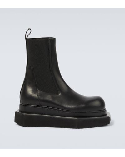 Rick Owens Leather Platform Boots - Black