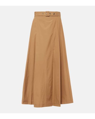 Max Mara Pleated Cotton Poplin Maxi Skirt - Natural