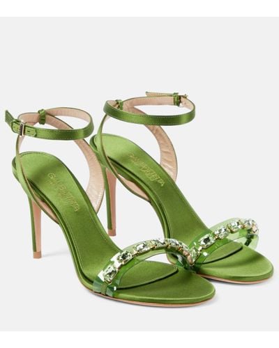 Giambattista Valli Embellished Satin Sandals - Green